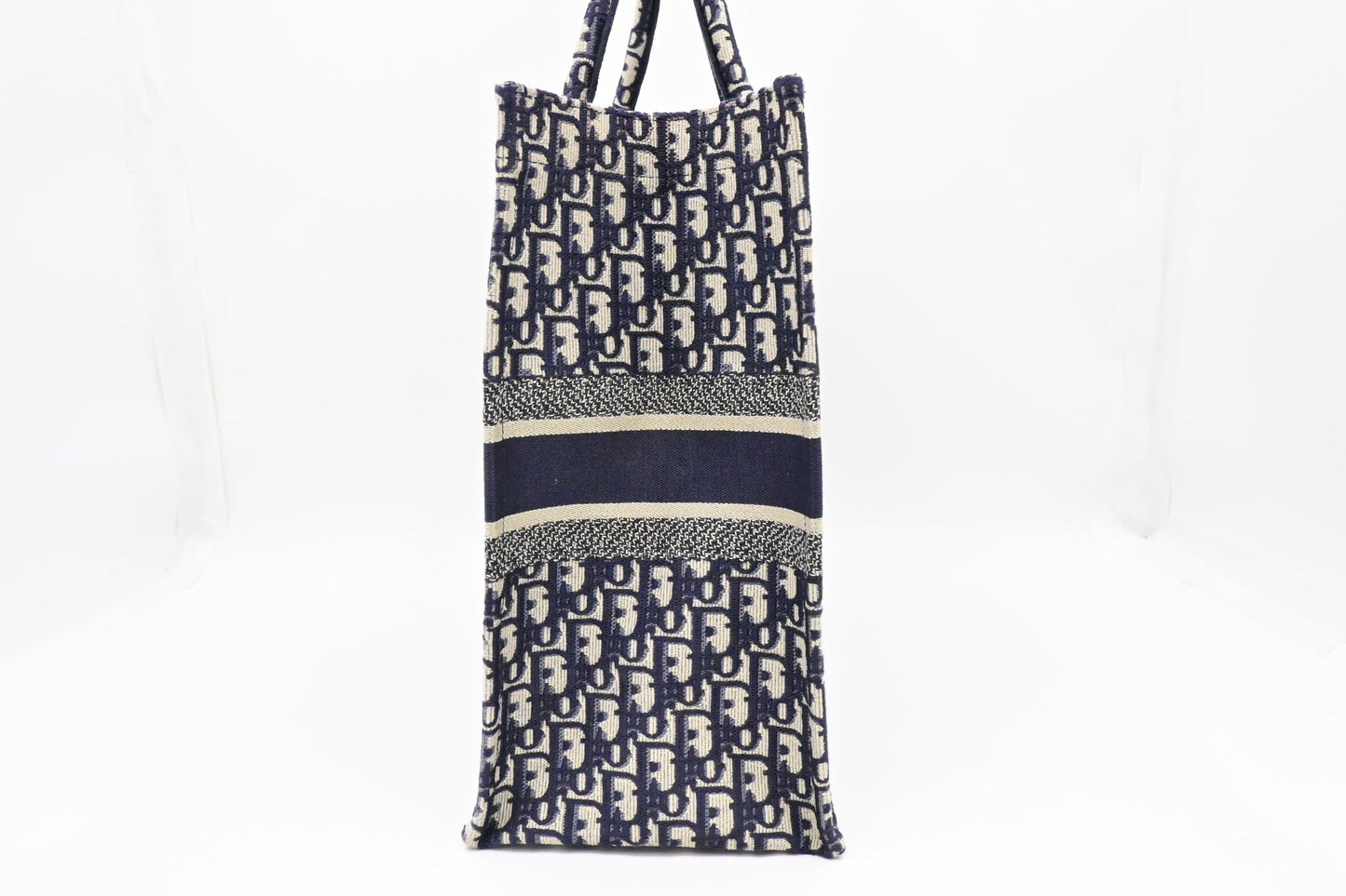 Dior Large Book Tote in Navy Oblique Embroidery Canvas