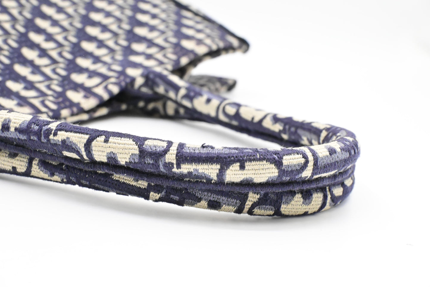 Dior Large Book Tote in Navy Oblique Embroidery Canvas