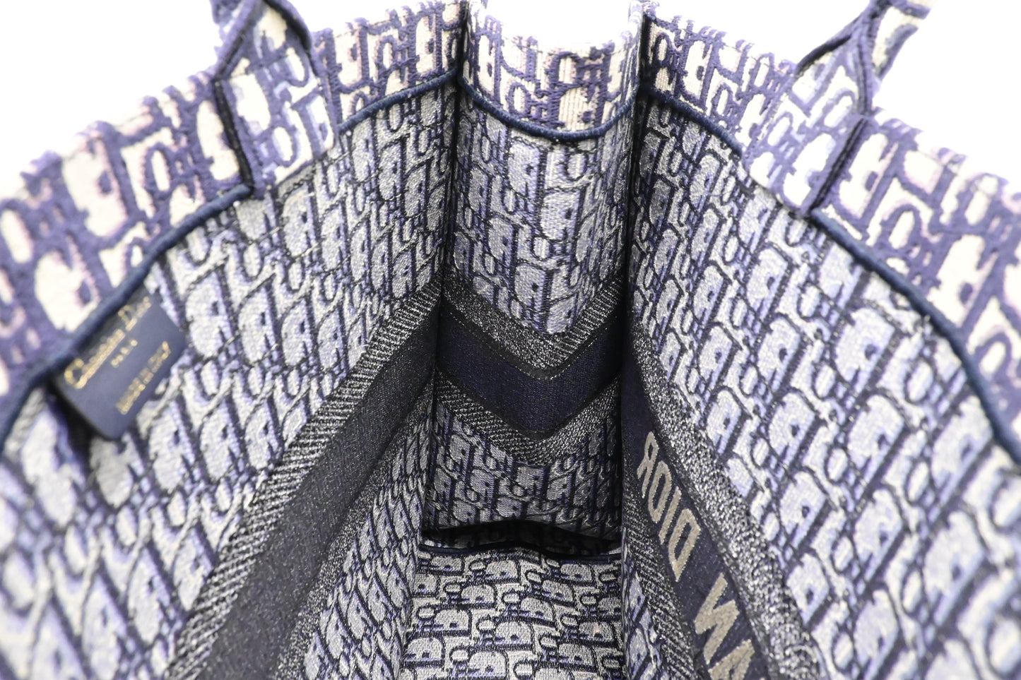 Dior Large Book Tote in Navy Oblique Embroidery Canvas