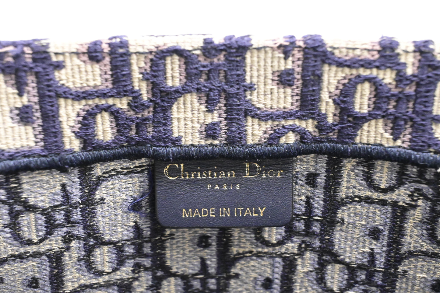 Dior Large Book Tote in Navy Oblique Embroidery Canvas