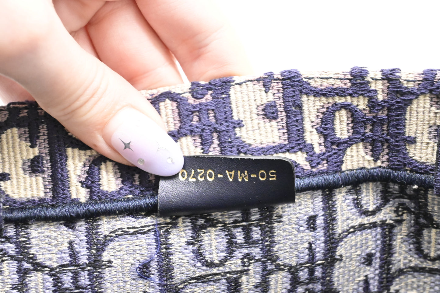 Dior Large Book Tote in Navy Oblique Embroidery Canvas