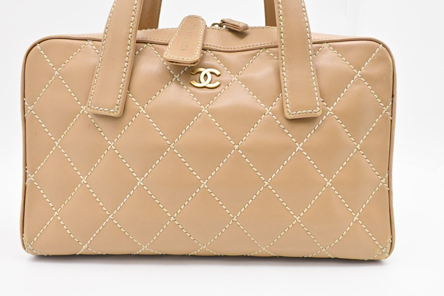 Chanel Surpique Tote in Beige Leather