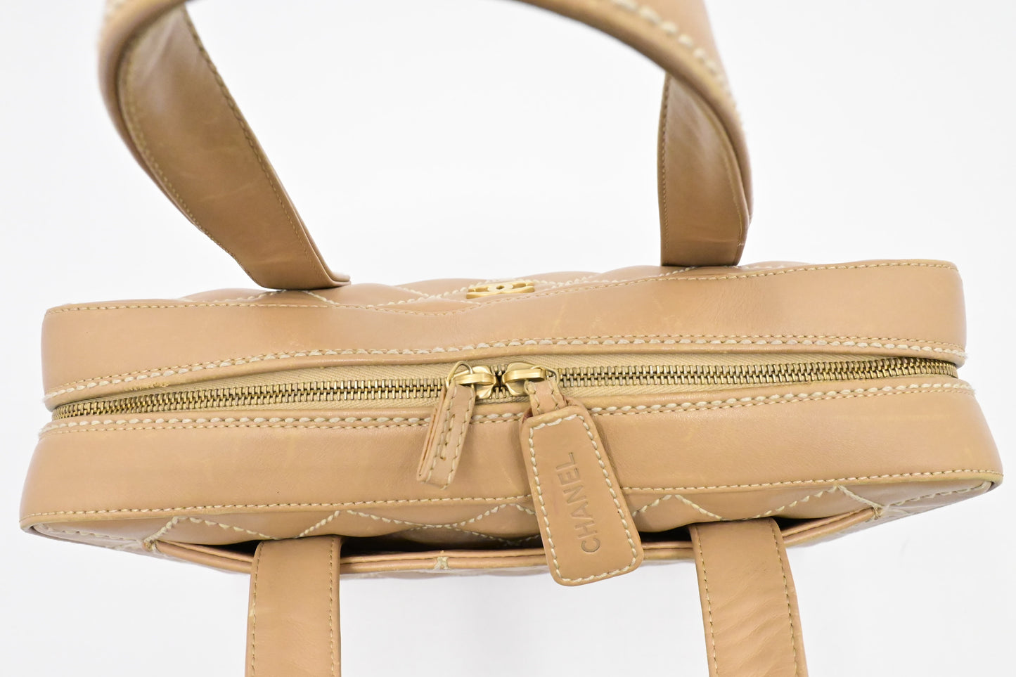 Chanel Surpique Tote in Beige Leather