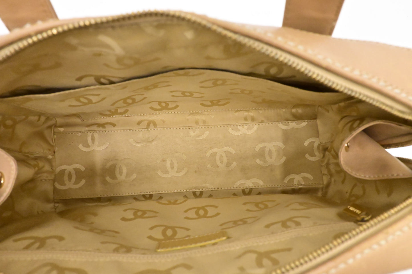 Chanel Surpique Tote in Beige Leather