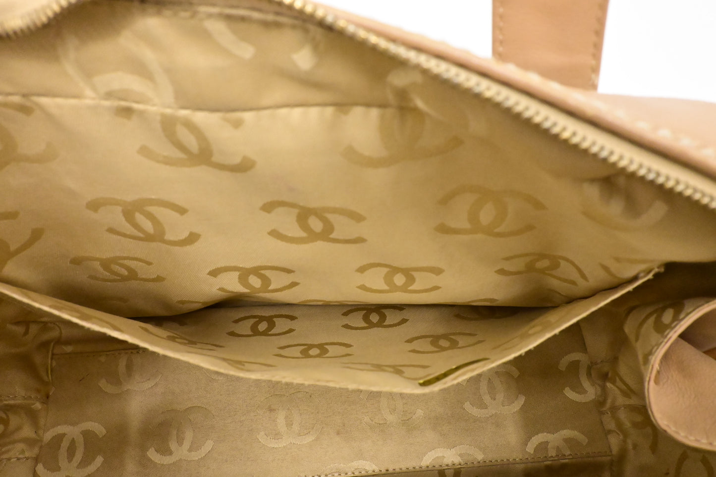 Chanel Surpique Tote in Beige Leather