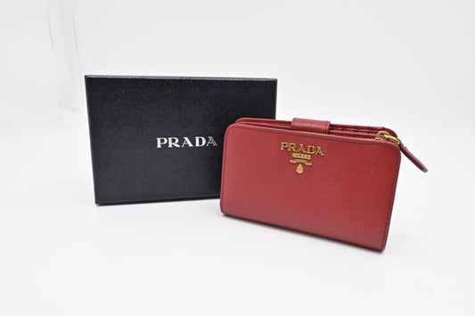 Prada Wallet in Red Saffiano Leather
