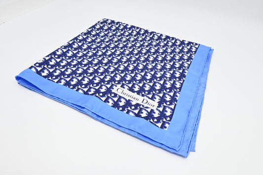 Dior Scarf in Navy Blue Oblique Pattern Silk