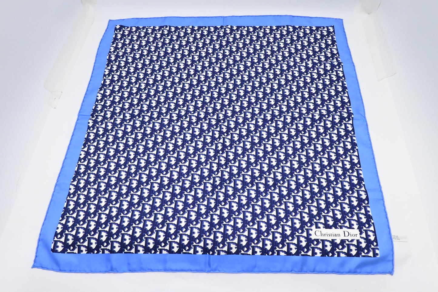 Dior Scarf in Navy Blue Oblique Pattern Silk