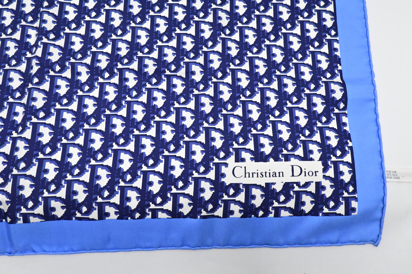 Dior Scarf in Navy Blue Oblique Pattern Silk