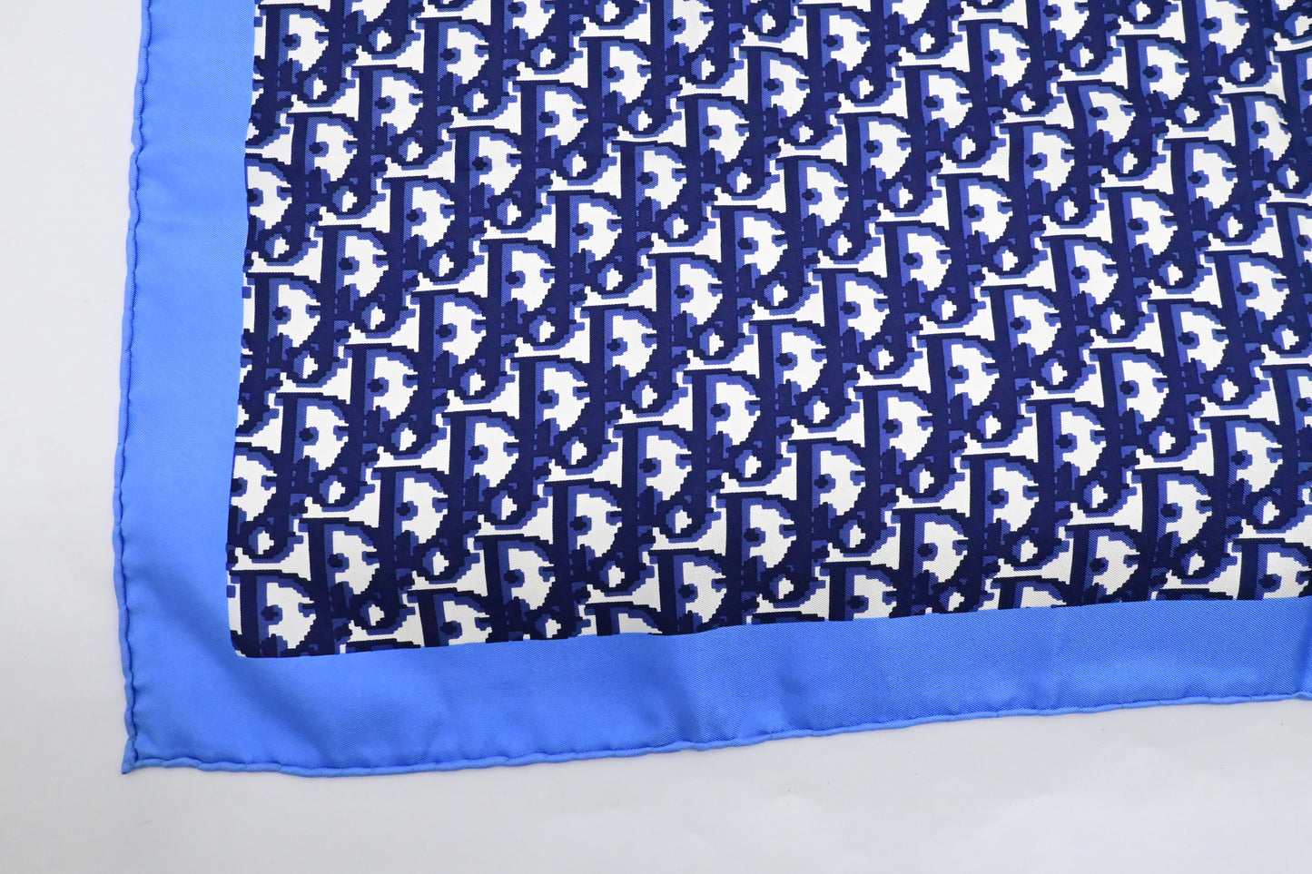 Dior Scarf in Navy Blue Oblique Pattern Silk