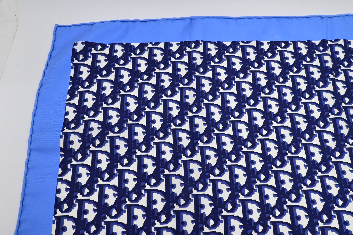 Dior Scarf in Navy Blue Oblique Pattern Silk