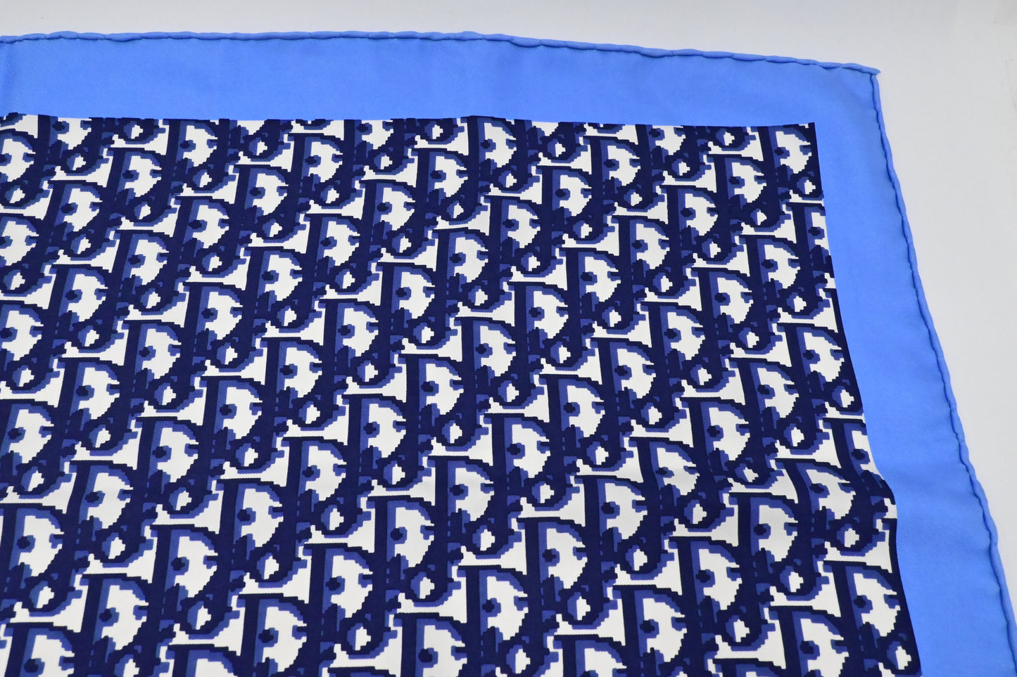 Dior Scarf in Navy Blue Oblique Pattern Silk