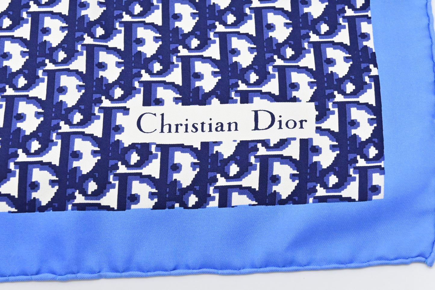Dior Scarf in Navy Blue Oblique Pattern Silk