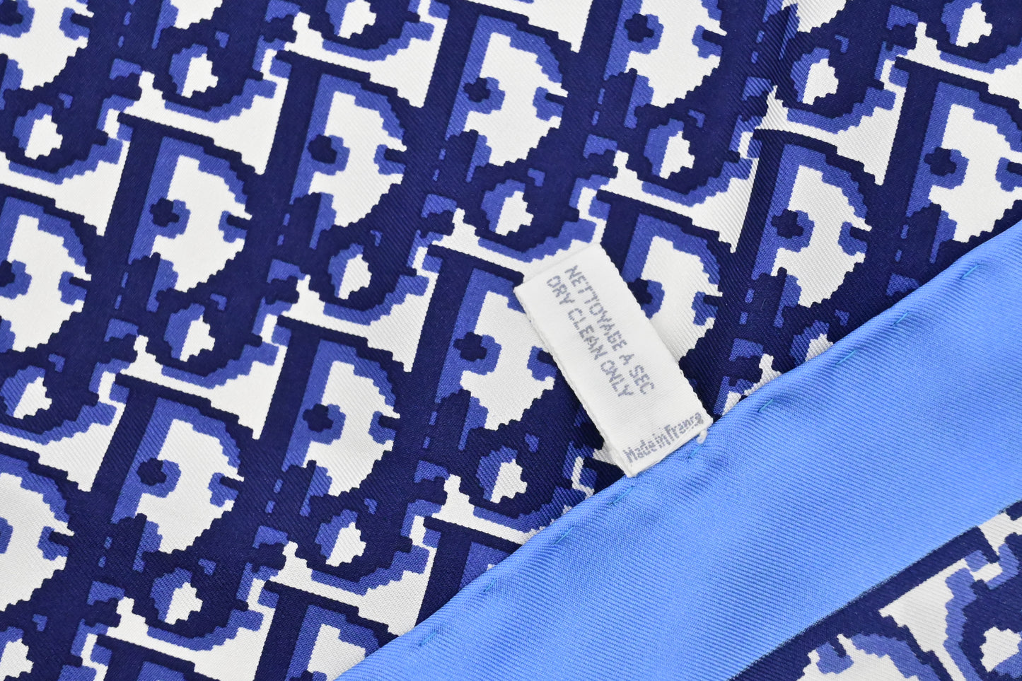 Dior Scarf in Navy Blue Oblique Pattern Silk