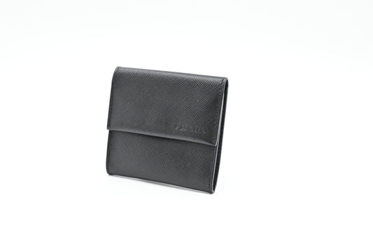 Prada Coin Case in Black Saffiano Leather