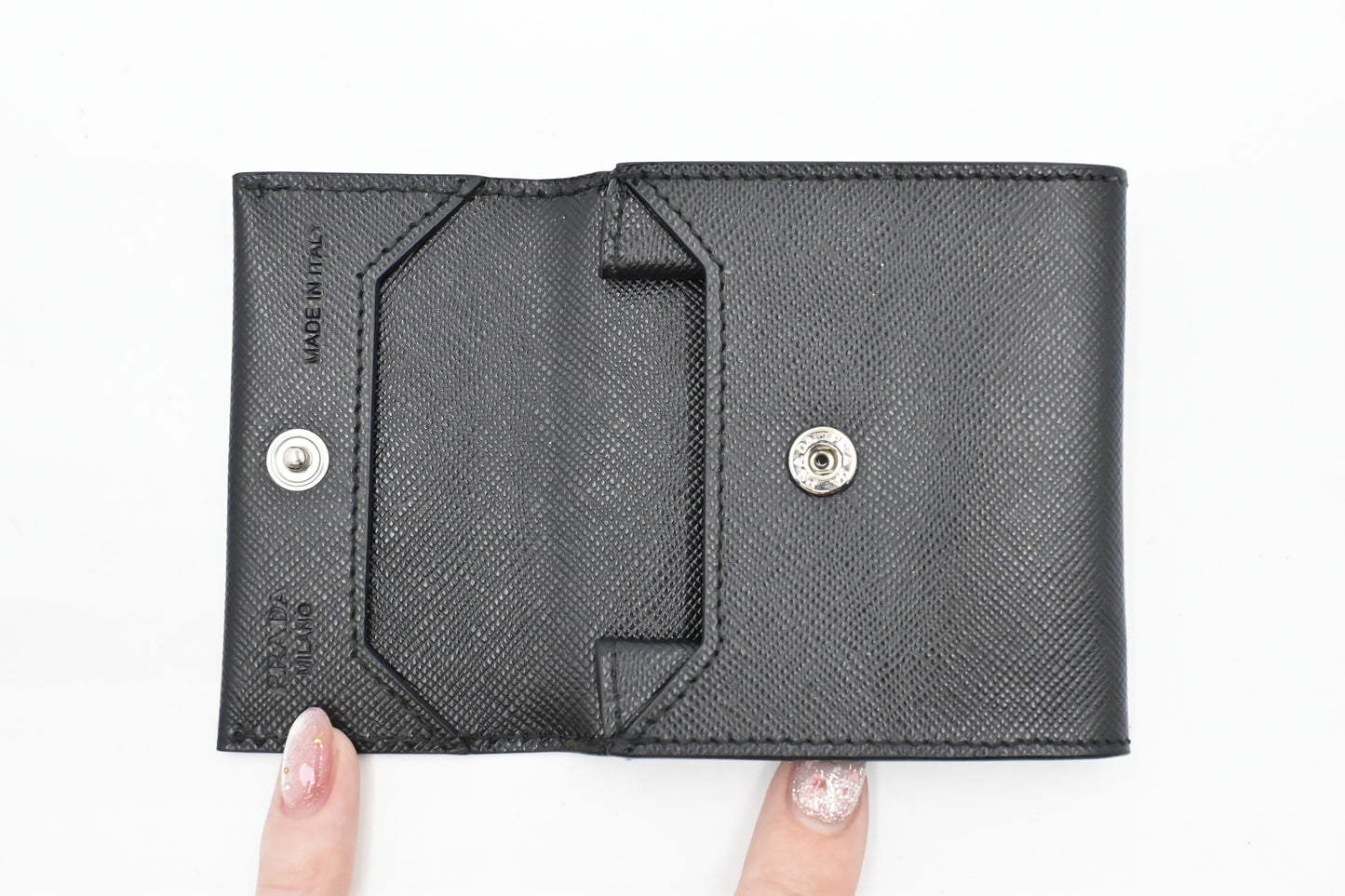 Prada Coin Case in Black Saffiano Leather