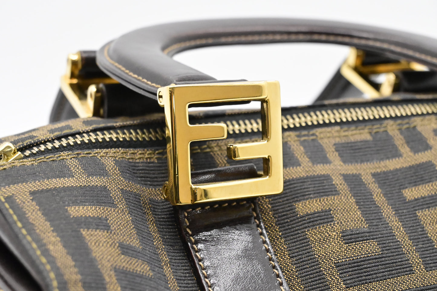 Fendi Mini Boston Bag in Zucca Canvas