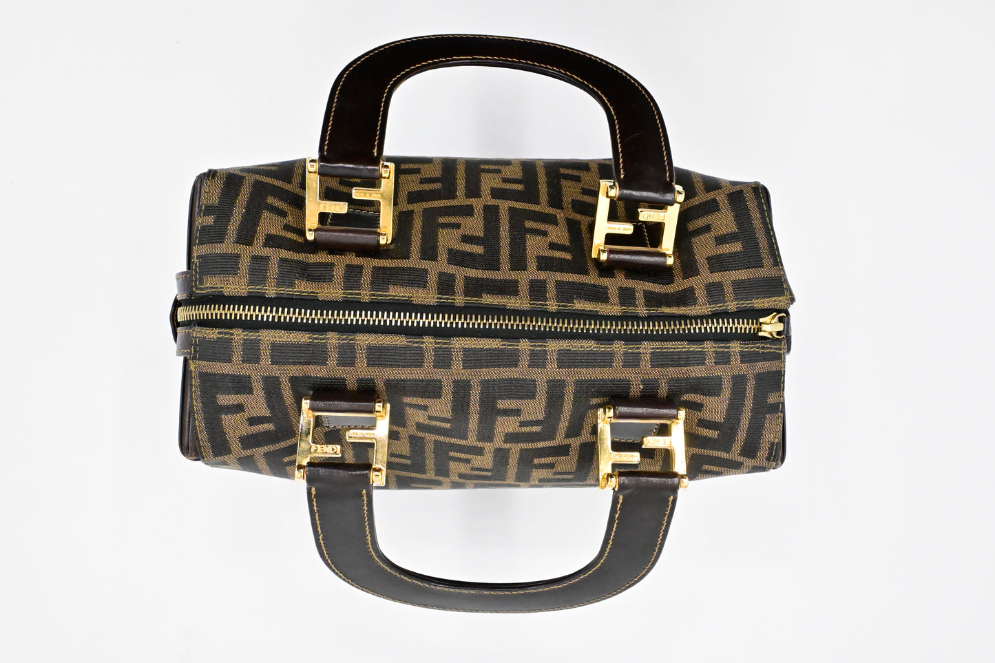 Fendi Mini Boston Bag in Zucca Canvas