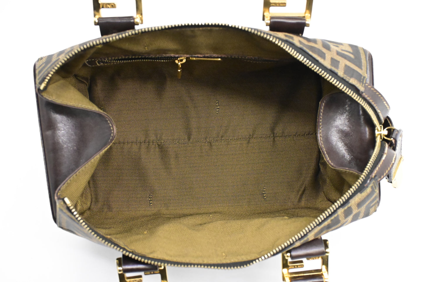 Fendi Mini Boston Bag in Zucca Canvas