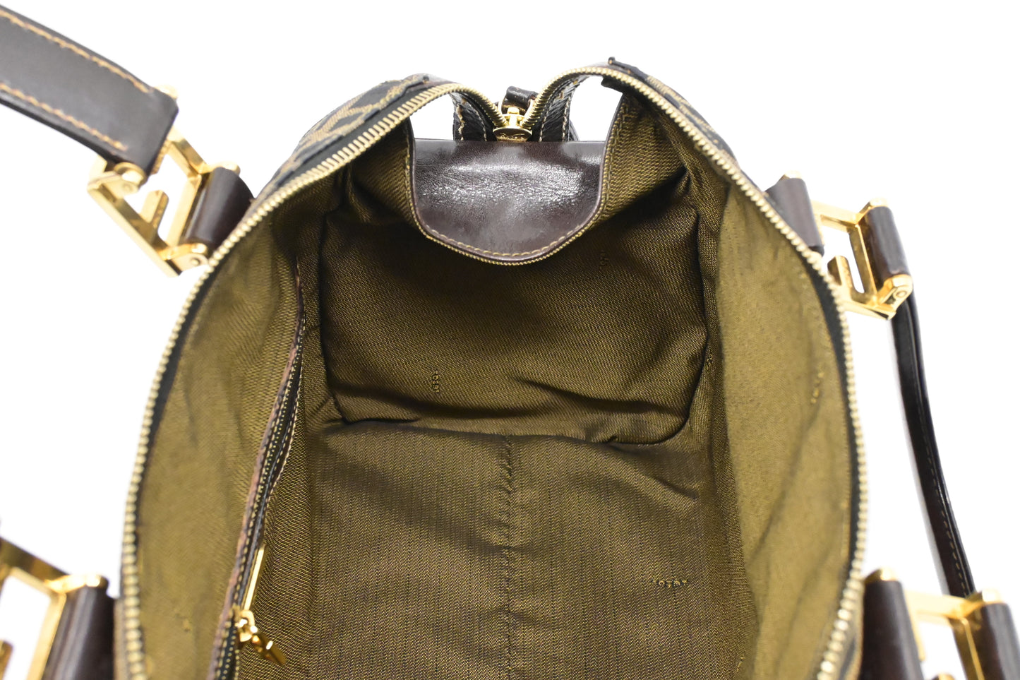 Fendi Mini Boston Bag in Zucca Canvas