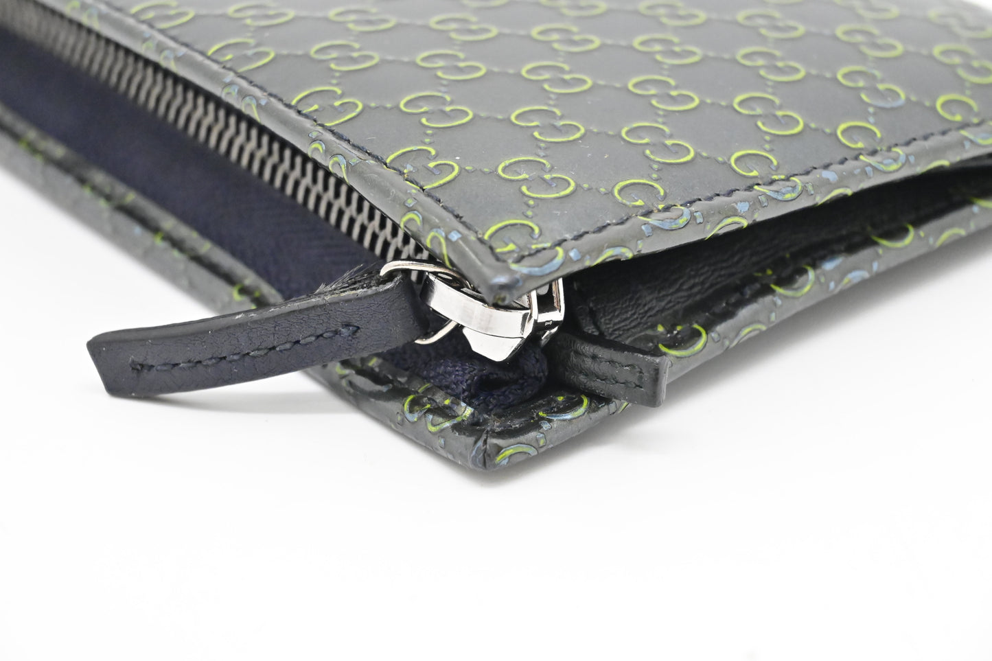Gucci Zippy Long Wallet in Blue-Green Guccissima Patent Leather