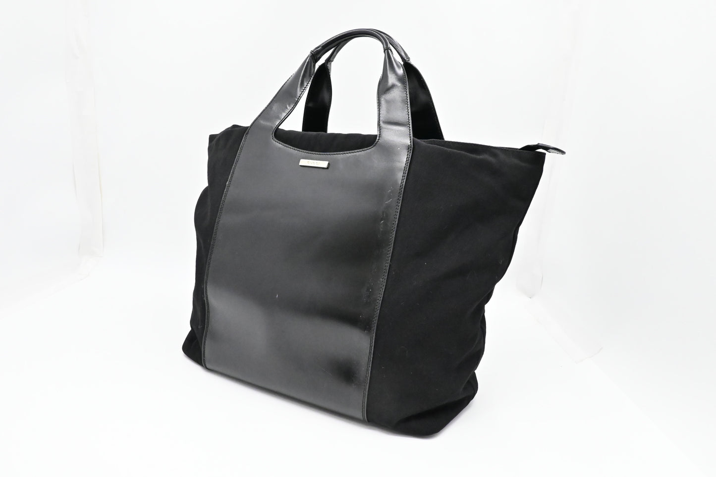 Gucci Tote Bag in Black Canvas & Leather