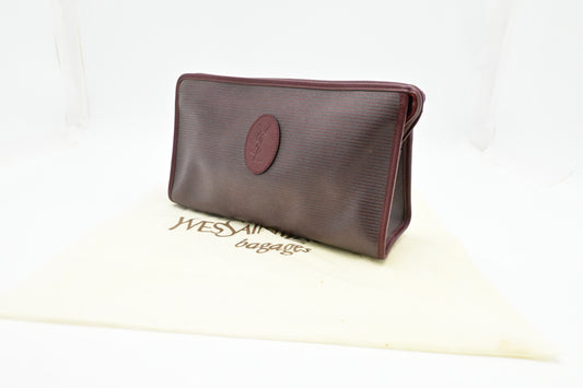 YSL Saint Laurent Clutch in Burgundy Coated Canvas