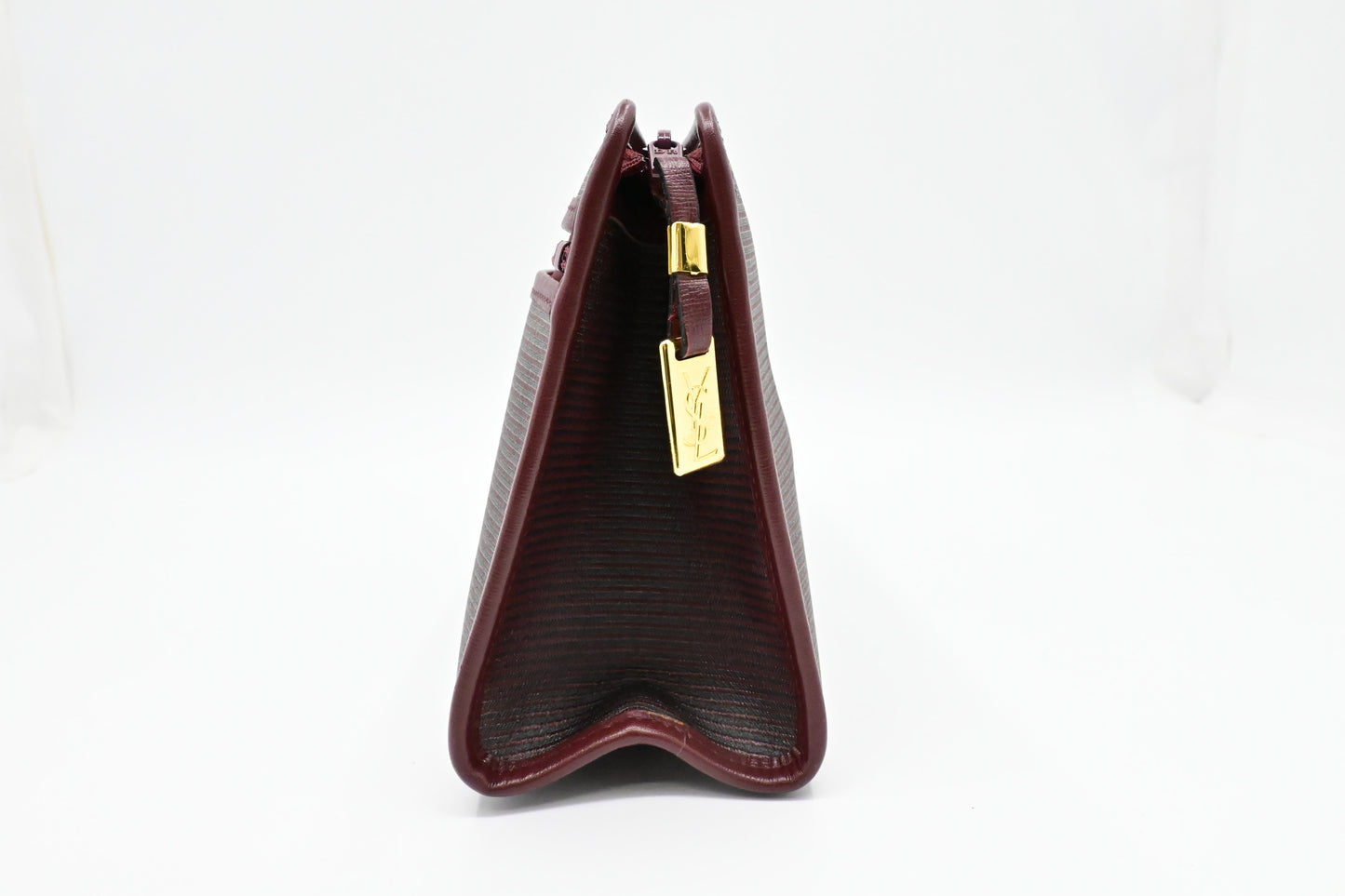 YSL Saint Laurent Clutch in Burgundy Coated Canvas