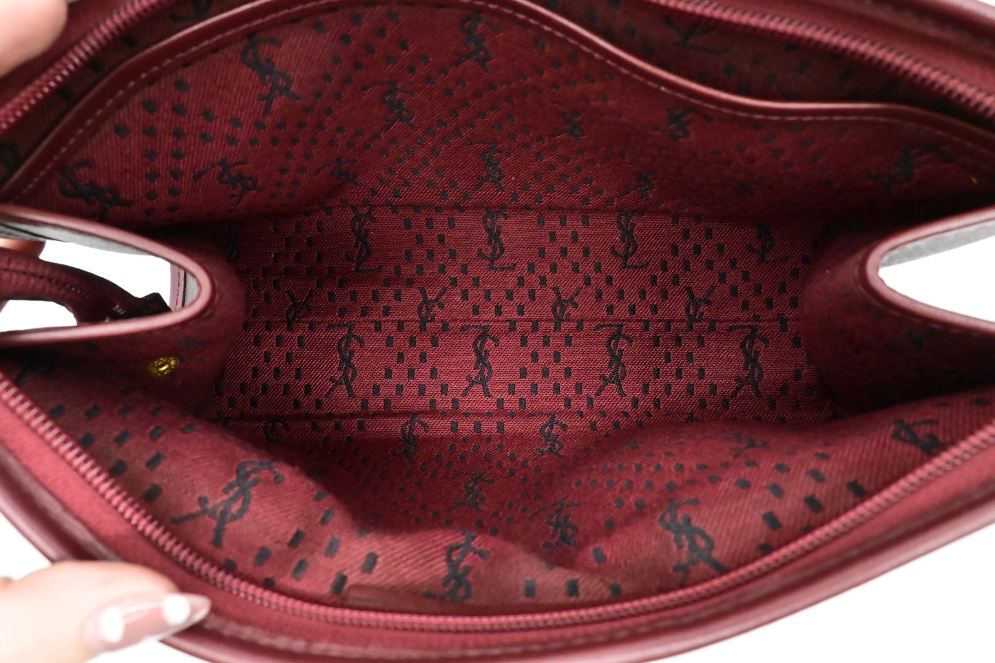 YSL Saint Laurent Clutch in Burgundy Coated Canvas