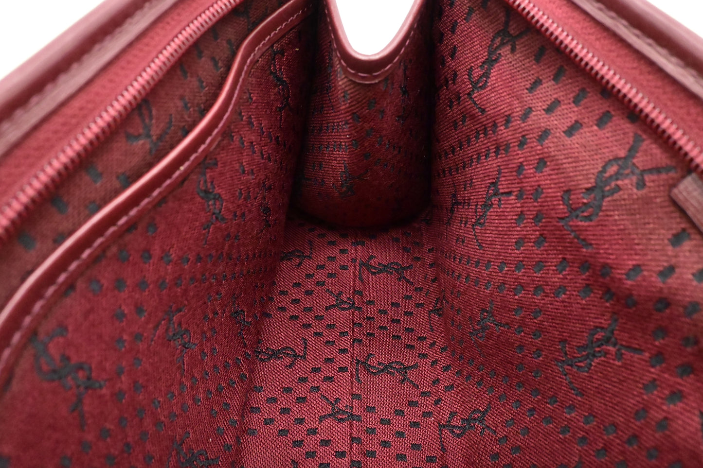YSL Saint Laurent Clutch in Burgundy Coated Canvas