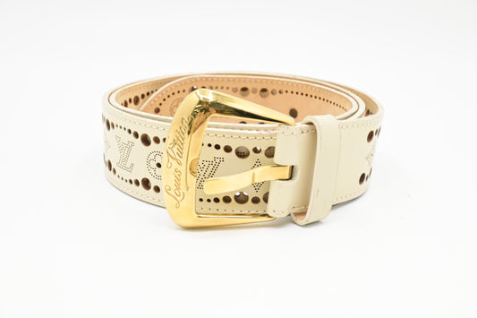 Louis Vuitton Phoenix Belt in Cream Mahina Leather