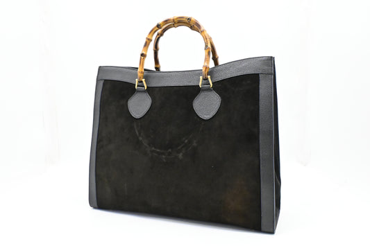 Gucci Large Diana Tote in Black Suede