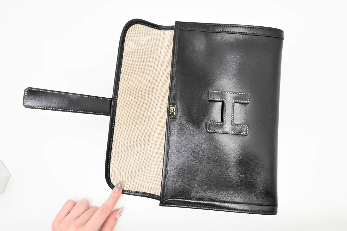 Hermes Jige Elan PM in Black Box Leather
