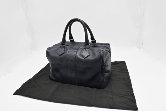 YSL Saint Laurent Boston Bag in Navy Leather