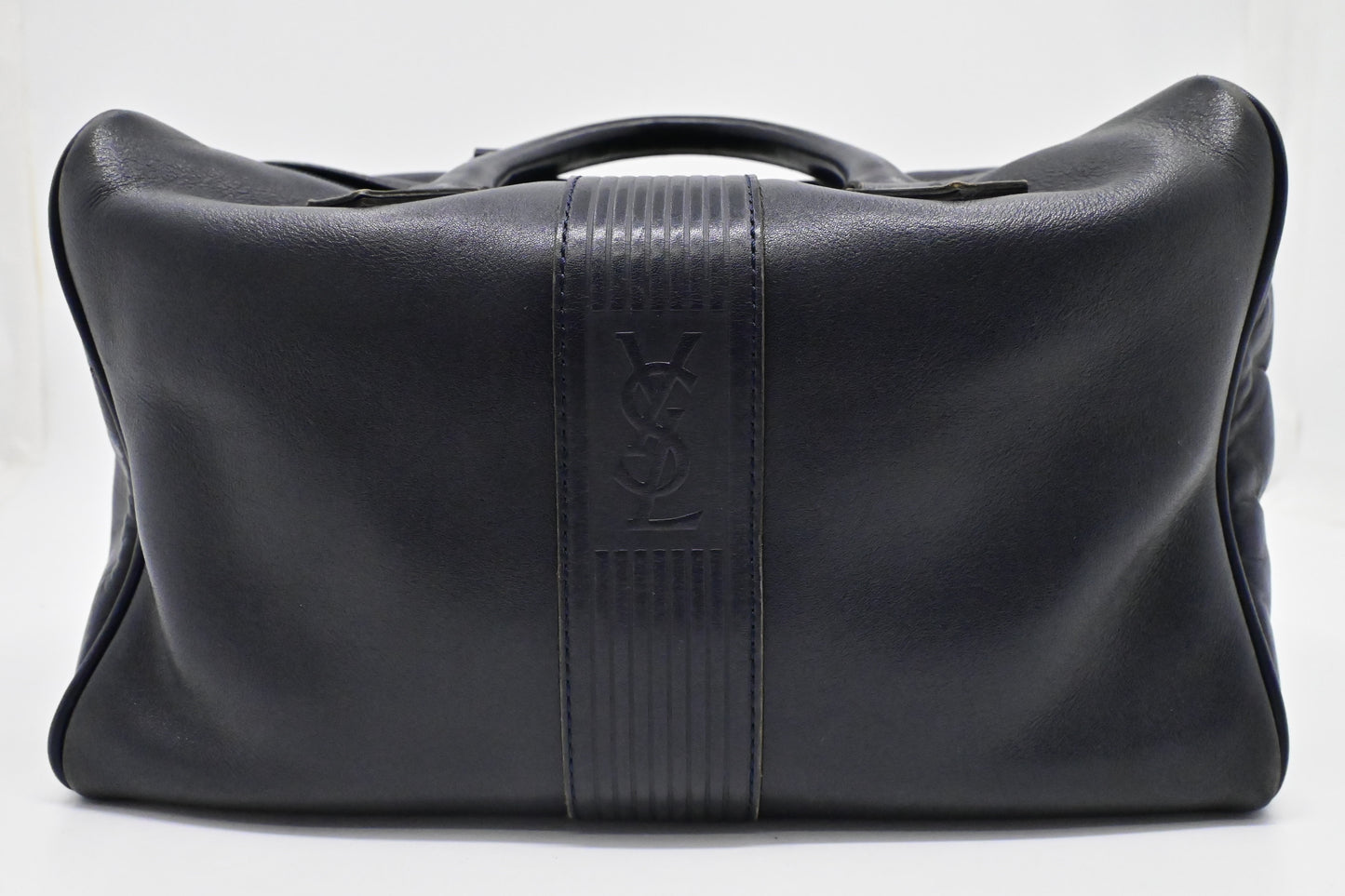 YSL Saint Laurent Boston Bag in Navy Leather