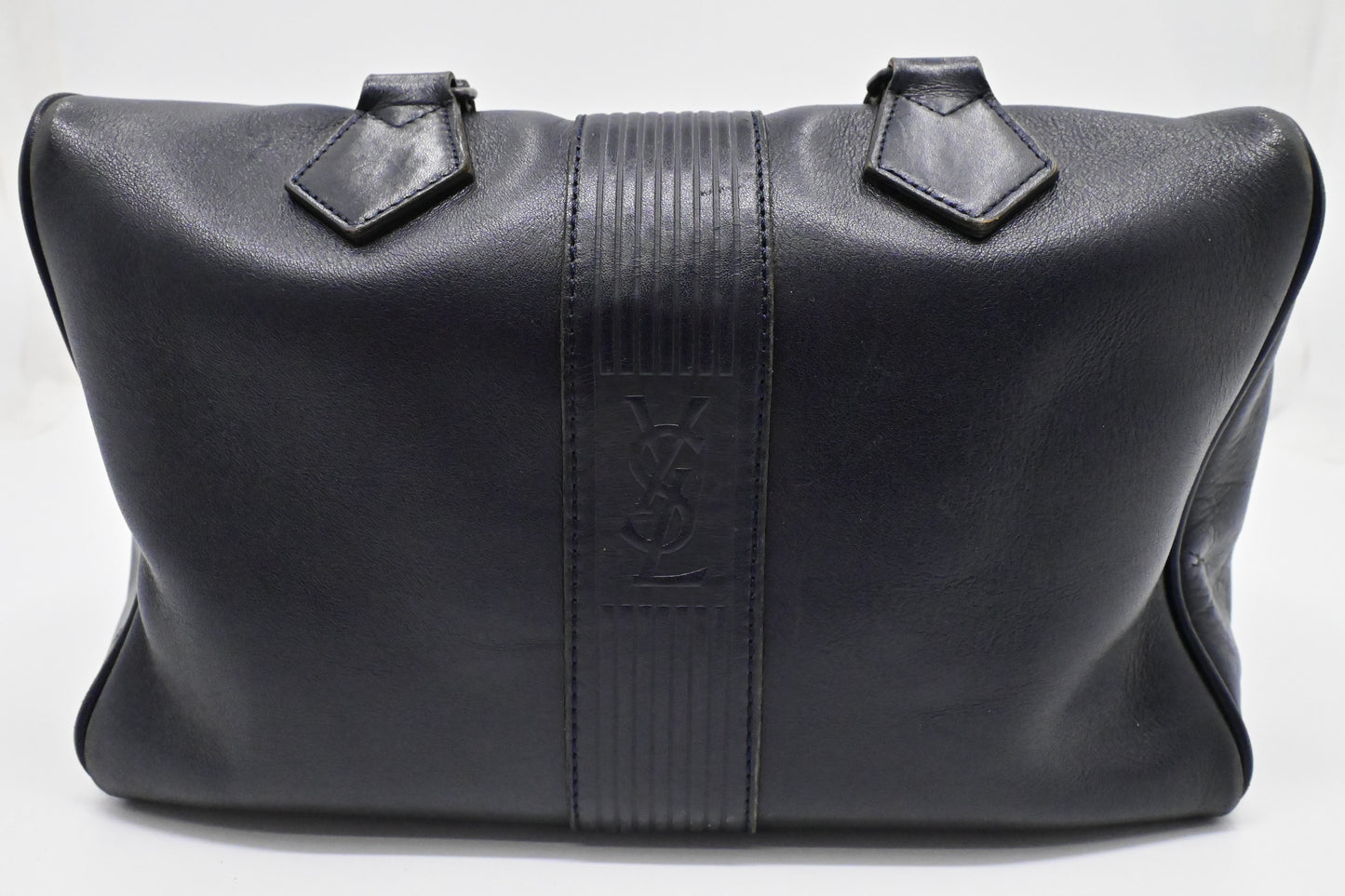 YSL Saint Laurent Boston Bag in Navy Leather