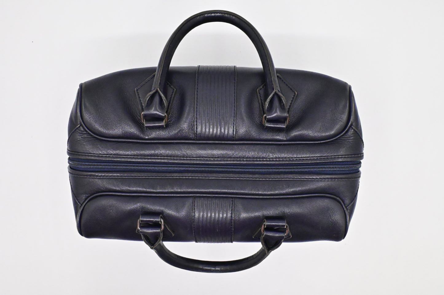 YSL Saint Laurent Boston Bag in Navy Leather