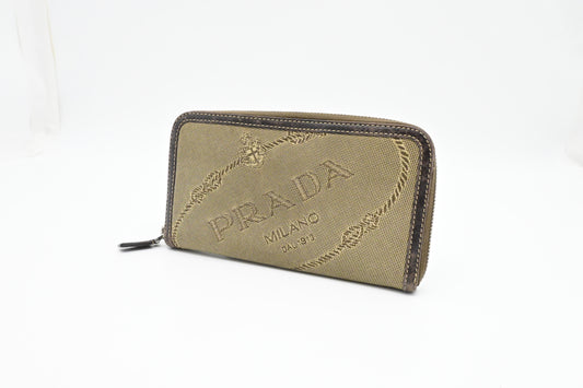 Prada Long Zippy Wallet in Beige Canvas
