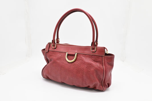 Gucci D-Ring Tote Shoulder Bag in Red Guccissima Leather
