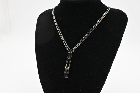 Gucci Cutout G Necklace in Gun Metal Sterling Silver