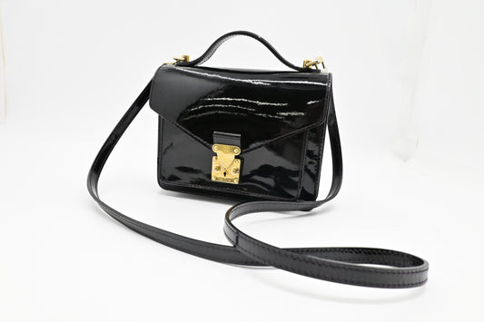 Louis Vuitton Monceau BB in Black Vernis Leather