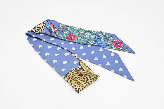 Hermes 'Jungle Love' Twilly in Blue Silk