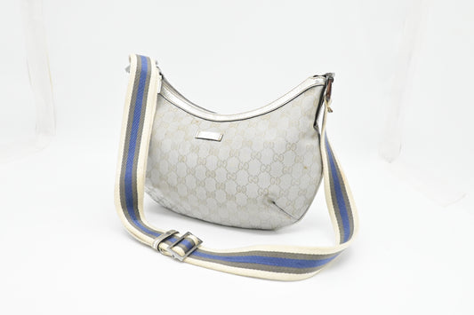 Gucci Crossbody Hobo Bag in Silver GG Canvas