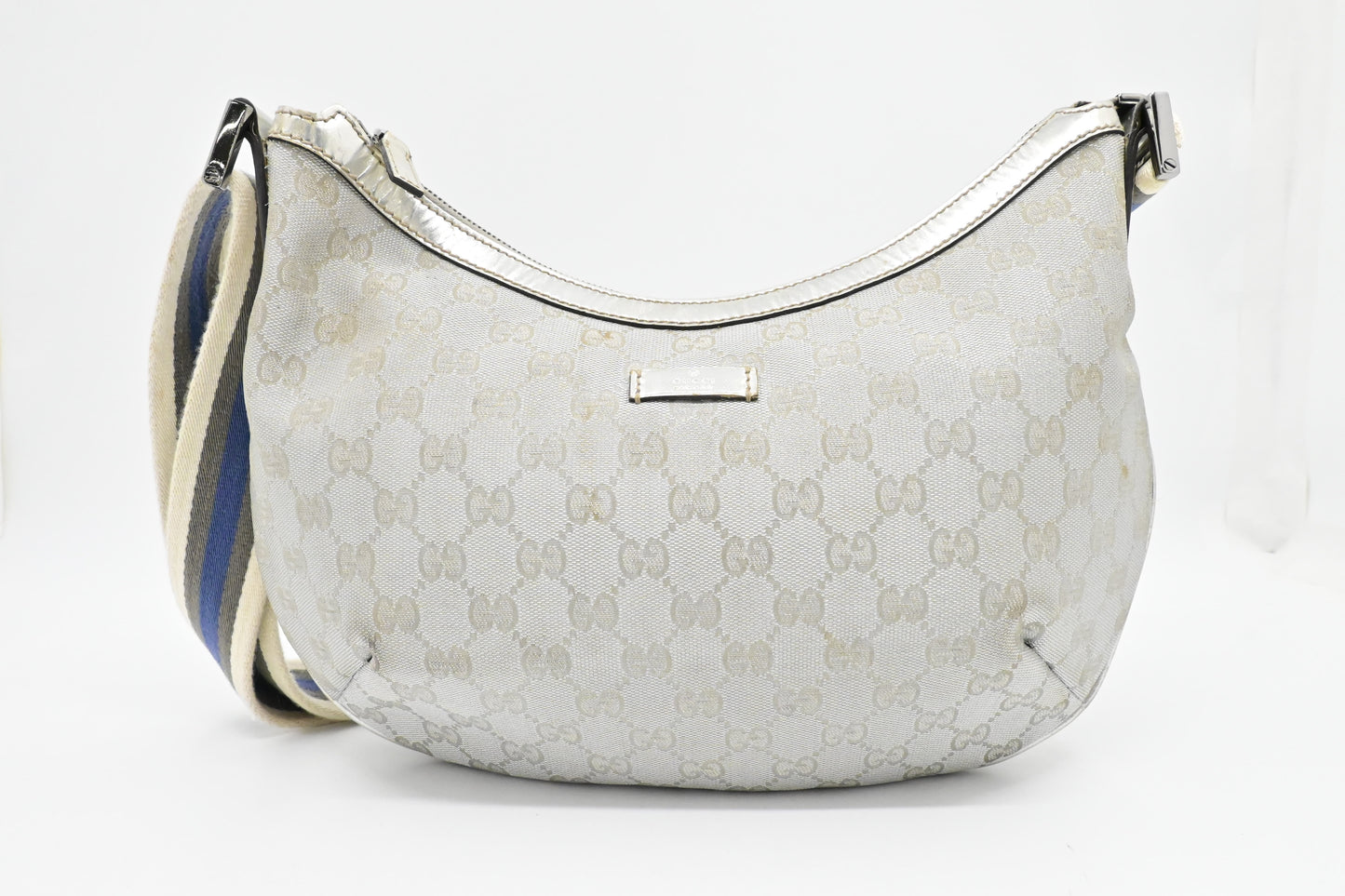 Gucci Crossbody Hobo Bag in Silver GG Canvas