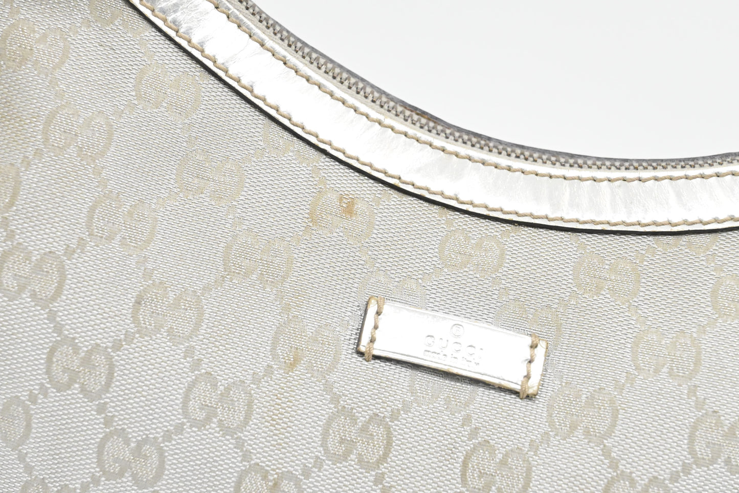 Gucci Crossbody Hobo Bag in Silver GG Canvas