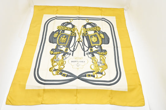 Hermes 'Brides de Gala' Carre 90 in Yellow Silk