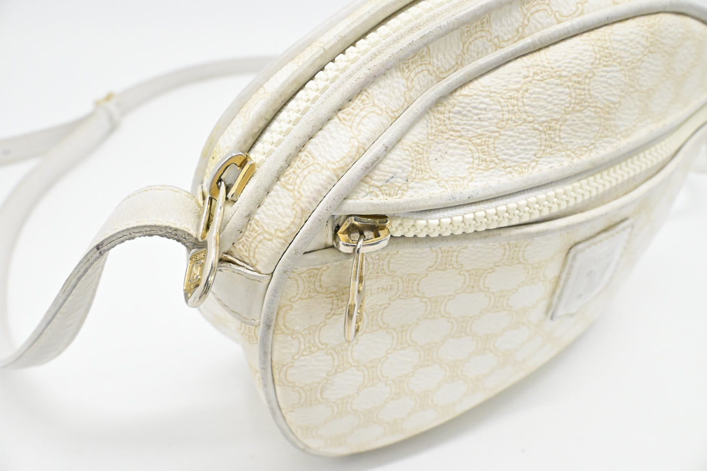 Celine Crossbody in White Macadam Canvas