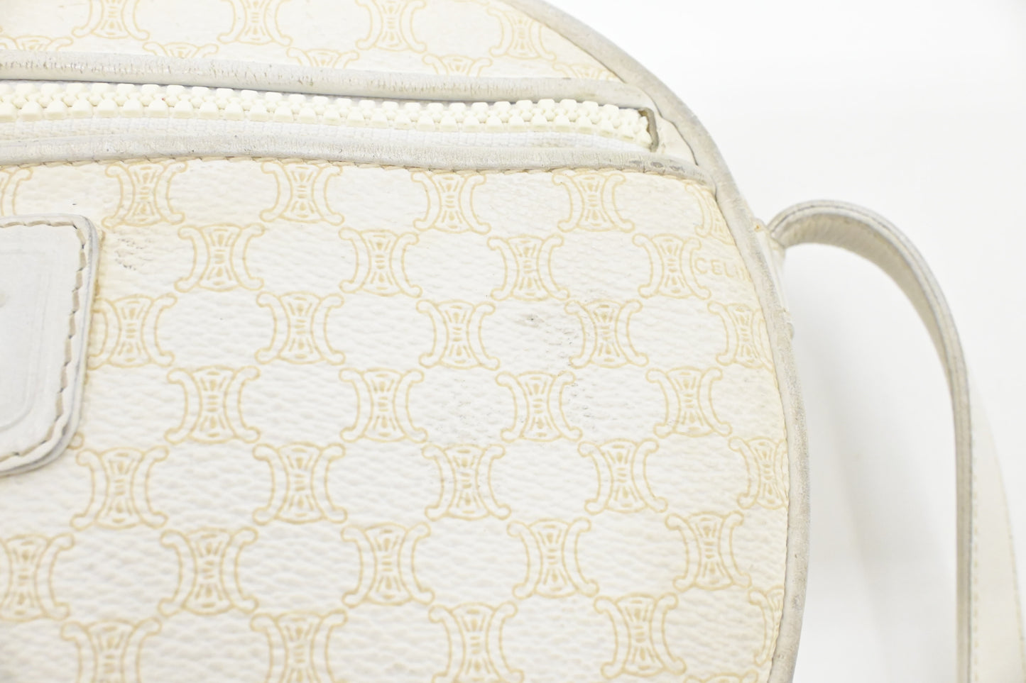 Celine Crossbody in White Macadam Canvas