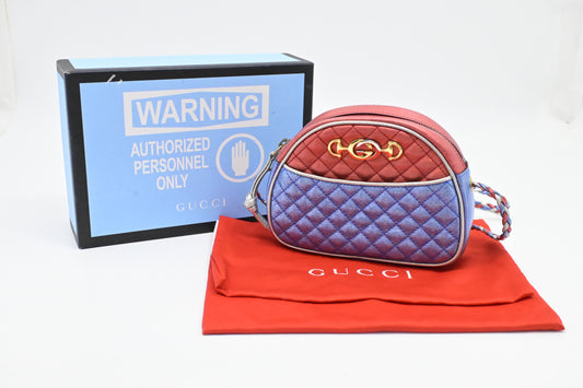 Gucci Trapuntata in Metallic Red, Blue and Silver Leather