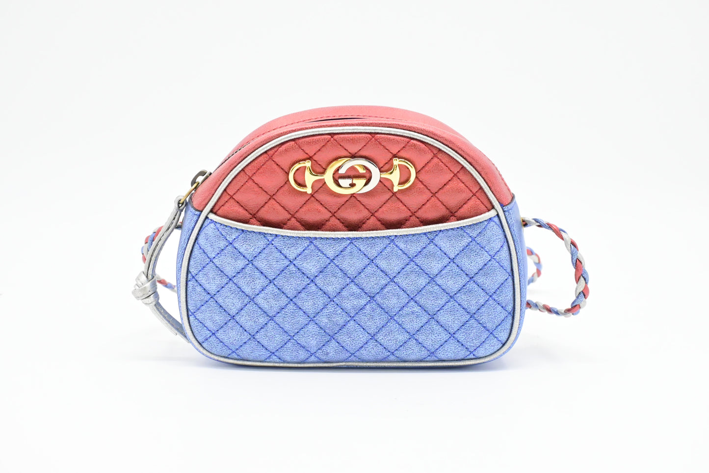 Gucci Trapuntata in Metallic Red, Blue and Silver Leather